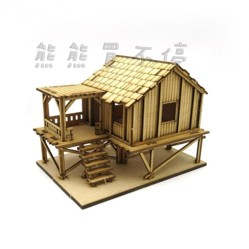 [在台現貨] 東南亞建築 軍事場景 手工DIY 1/72 木製 仿真 拼裝 建築 模型 - A款