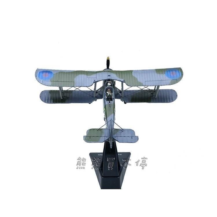 [瑕疵-最後一台] 擊沉俾斯麥的轟炸機 二戰英國 劍魚 魚雷攻擊機 灰色迷彩 雙翼飛機 細繩袋 1/72 合金飛機模型-細節圖4