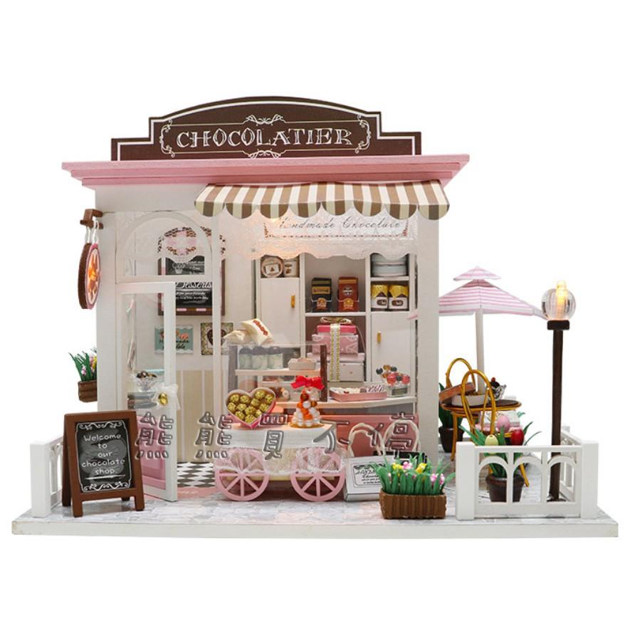 <現貨> DIY小屋 可可的奇思妙想 巧克力店 含防塵罩+音樂機芯 生日禮物 交換禮物 情人節禮物-細節圖2