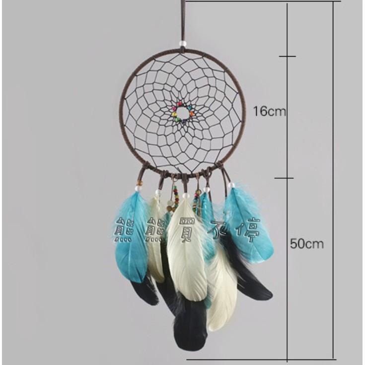 <現貨> 藍白黑羽毛捕夢網 民族風格 贈送星星燈/精美包裝禮盒/掛勾 生日禮物 情人節禮物-細節圖4