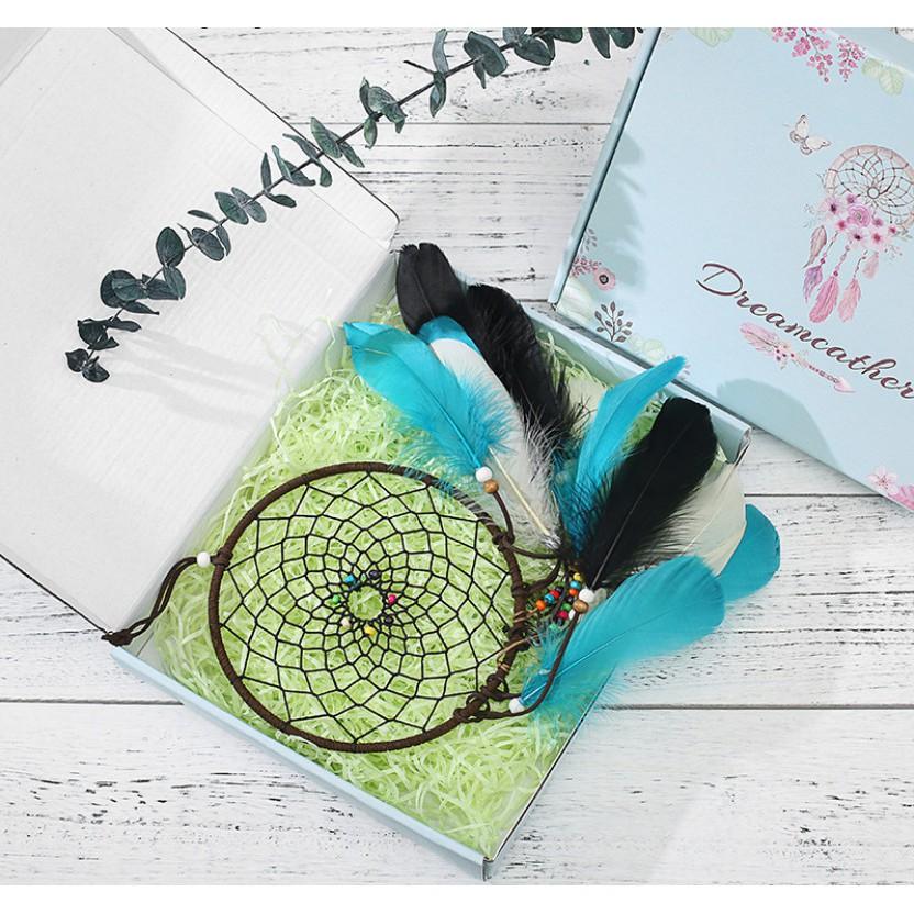 <現貨> 藍白黑羽毛捕夢網 民族風格 贈送星星燈/精美包裝禮盒/掛勾 生日禮物 情人節禮物-細節圖6