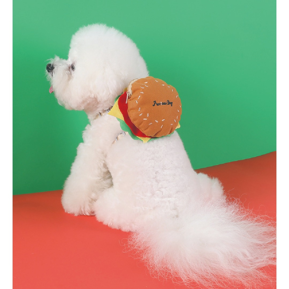 [TE SHOP]寵物漢堡胸背帶 貓咪背帶狗牽引繩 中小型犬貓咪背帶狗牽引繩 狗狗揹包式牽引繩 寵物零食包 遛狗繩-細節圖3