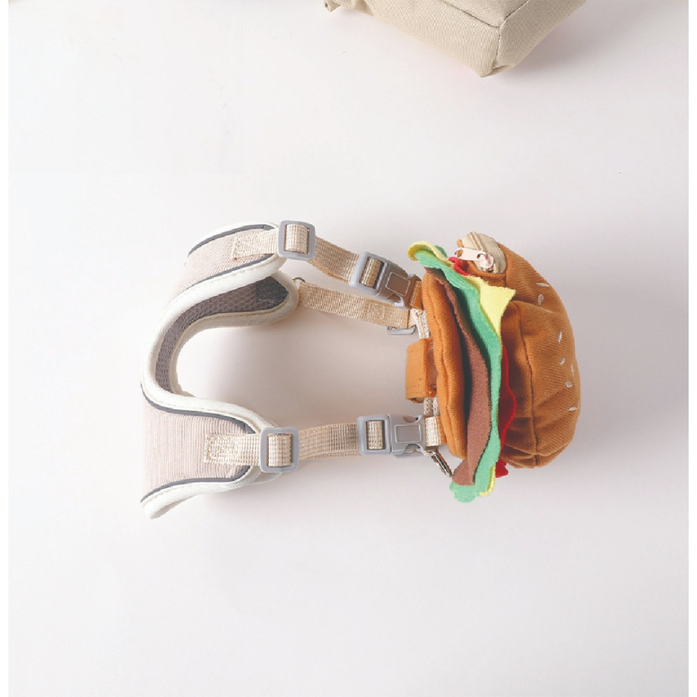 [TE SHOP]寵物漢堡胸背帶 貓咪背帶狗牽引繩 中小型犬貓咪背帶狗牽引繩 狗狗揹包式牽引繩 寵物零食包 遛狗繩-細節圖6