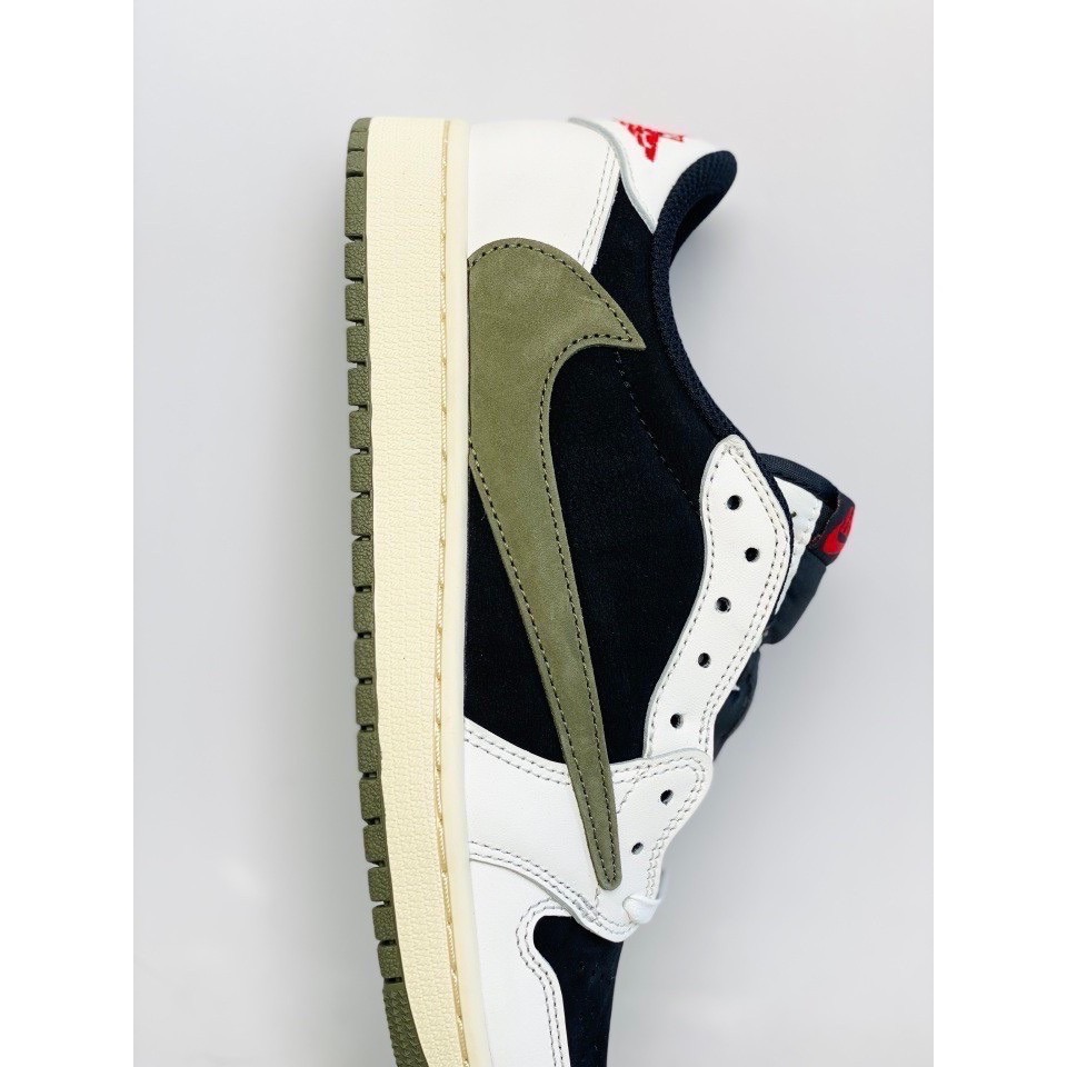 【顶级定制】Travis Scott x Air Jordan 1 Low “Olive” AJ1 綠倒勾 橄欖綠 倒鉤-細節圖8