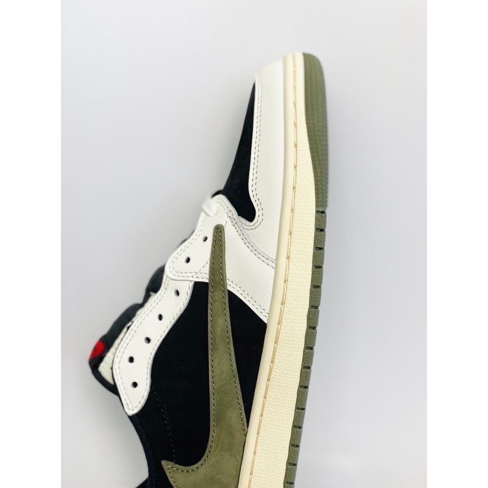 【顶级定制】Travis Scott x Air Jordan 1 Low “Olive” AJ1 綠倒勾 橄欖綠 倒鉤-細節圖10