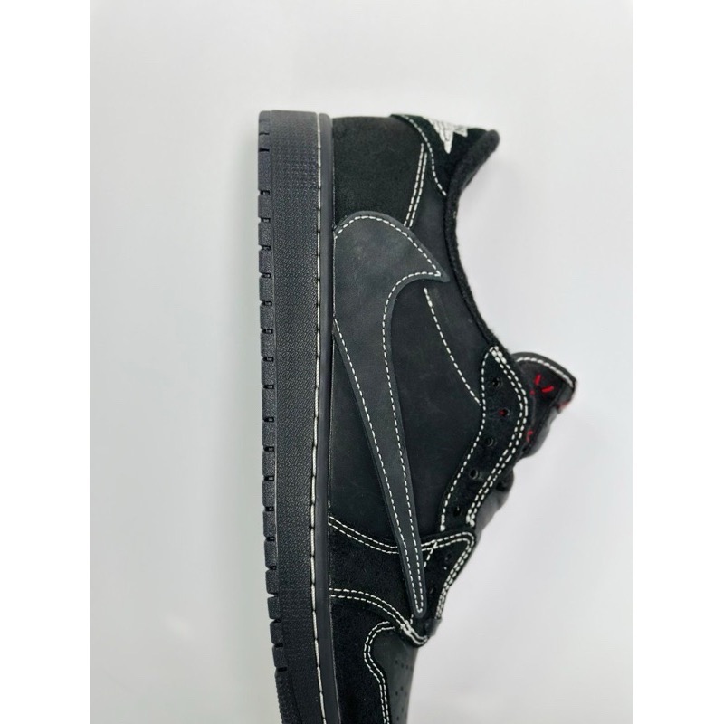 【顶级定制】Travis Scott x Air Jordan 1 Low Black Phantom 黑武士 倒钩-細節圖7