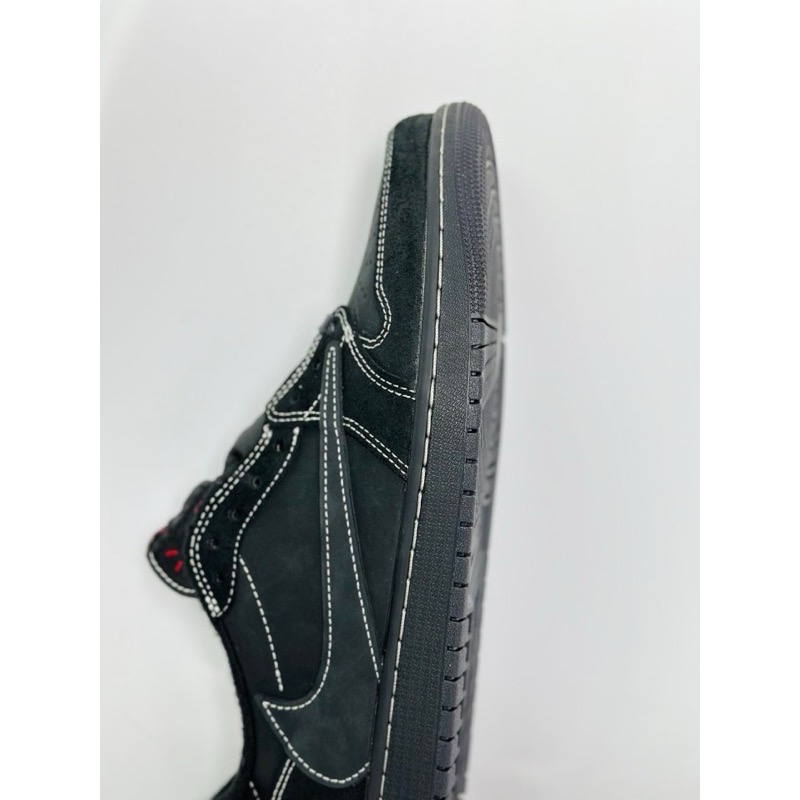 【顶级定制】Travis Scott x Air Jordan 1 Low Black Phantom 黑武士 倒钩-細節圖9