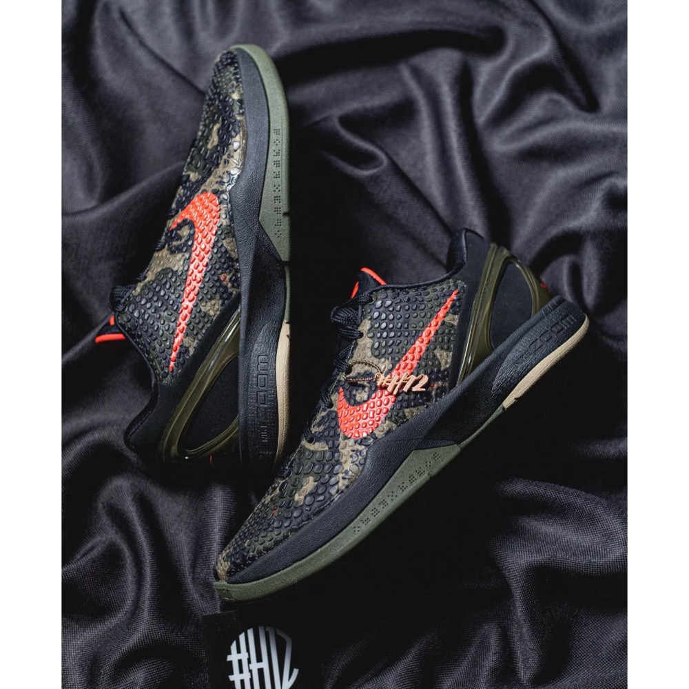 H12純原 Kobe 6 Italian Camo 沙漠 黑紅迷彩 籃球鞋 實戰鞋 真碳板 男鞋 FQ3546-001-細節圖3