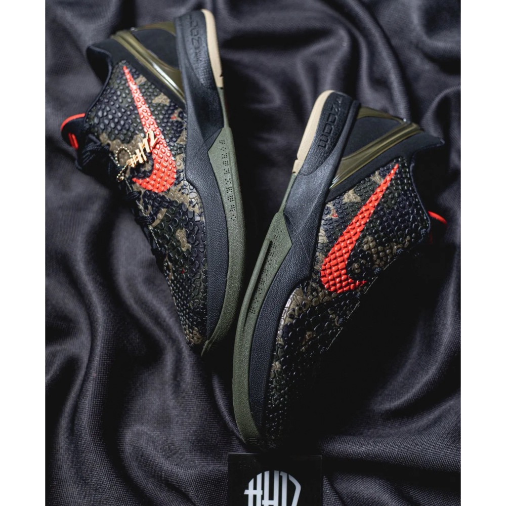 H12純原 Kobe 6 Italian Camo 沙漠 黑紅迷彩 籃球鞋 實戰鞋 真碳板 男鞋 FQ3546-001-細節圖5