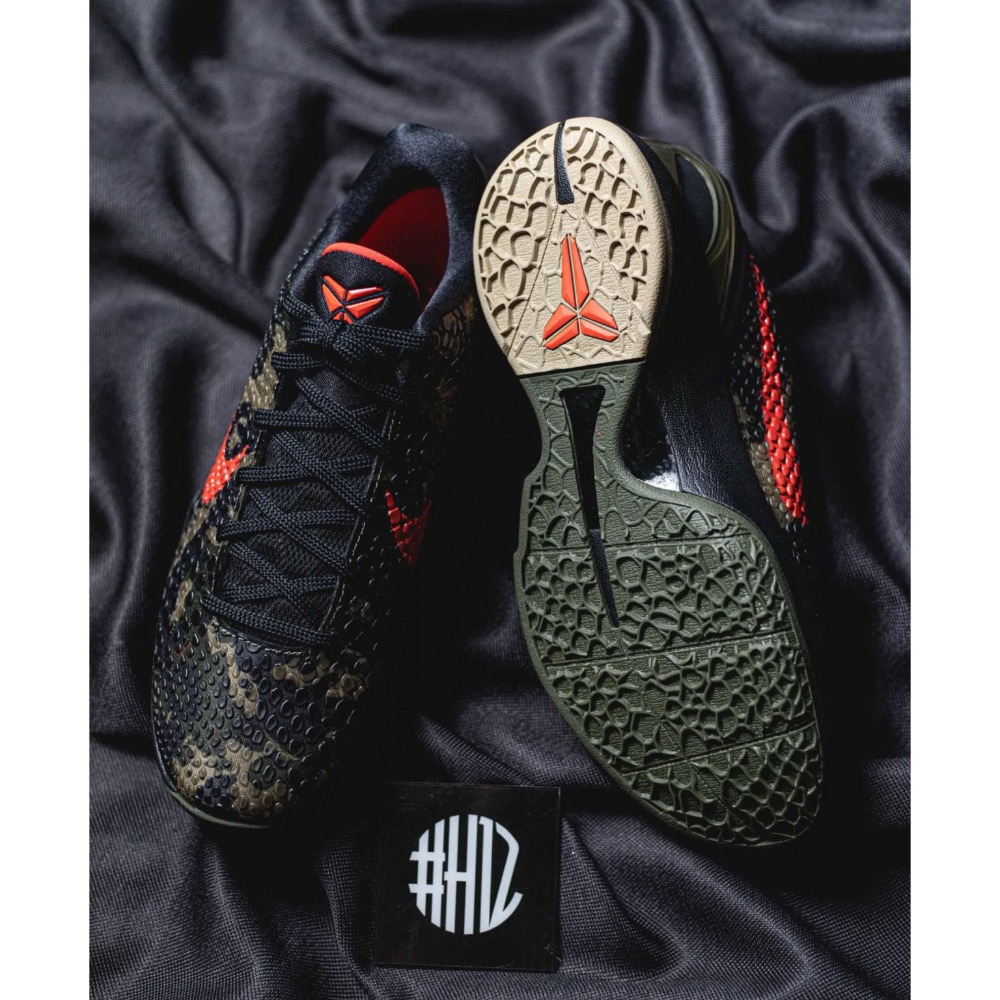H12純原 Kobe 6 Italian Camo 沙漠 黑紅迷彩 籃球鞋 實戰鞋 真碳板 男鞋 FQ3546-001-細節圖11