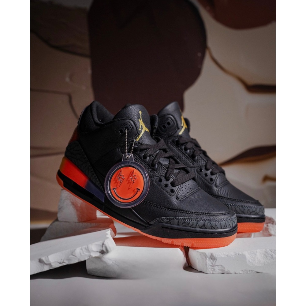 H12純原 J. Balvin x Air Jordan 3 Retro 黑灰紅 休閒籃球鞋男鞋 FZ8117-100-細節圖2