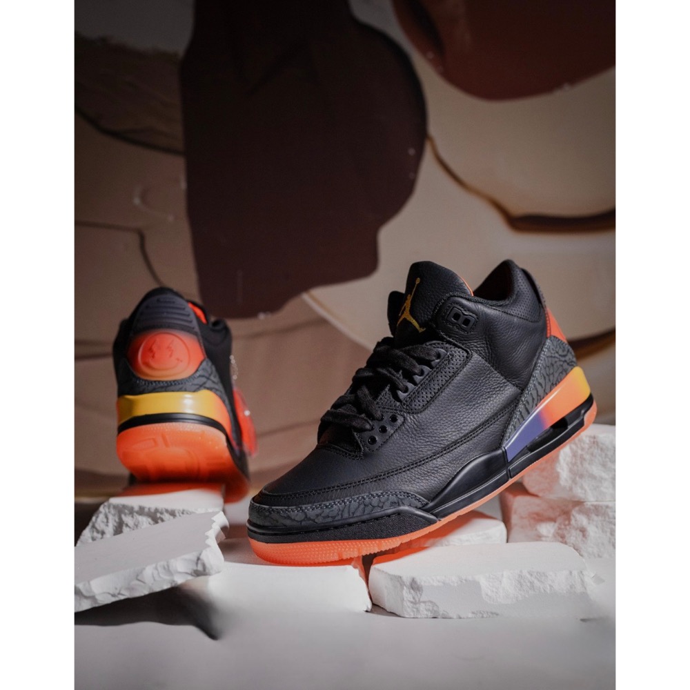 H12純原 J. Balvin x Air Jordan 3 Retro 黑灰紅 休閒籃球鞋男鞋 FZ8117-100-細節圖3