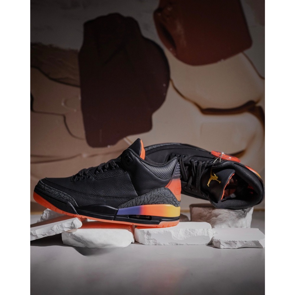 H12純原 J. Balvin x Air Jordan 3 Retro 黑灰紅 休閒籃球鞋男鞋 FZ8117-100-細節圖4