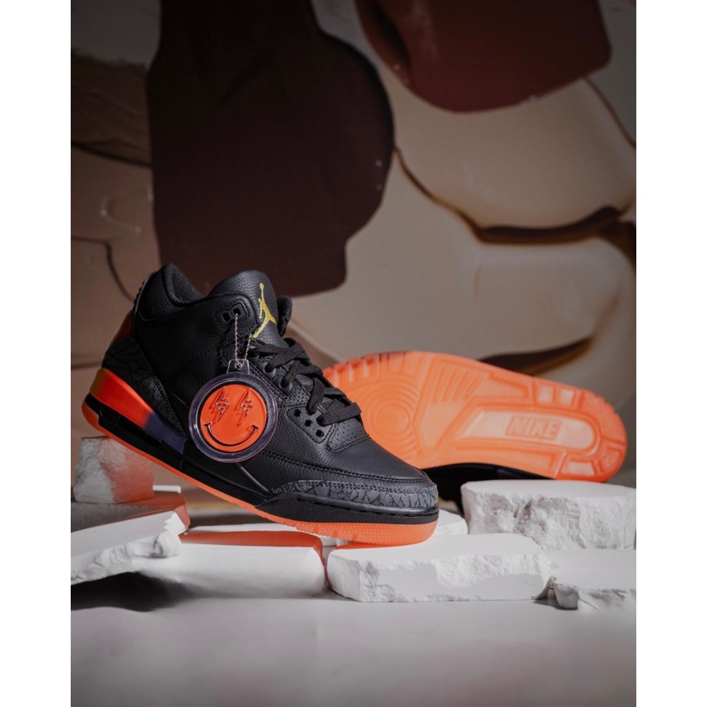 H12純原 J. Balvin x Air Jordan 3 Retro 黑灰紅 休閒籃球鞋男鞋 FZ8117-100-細節圖5