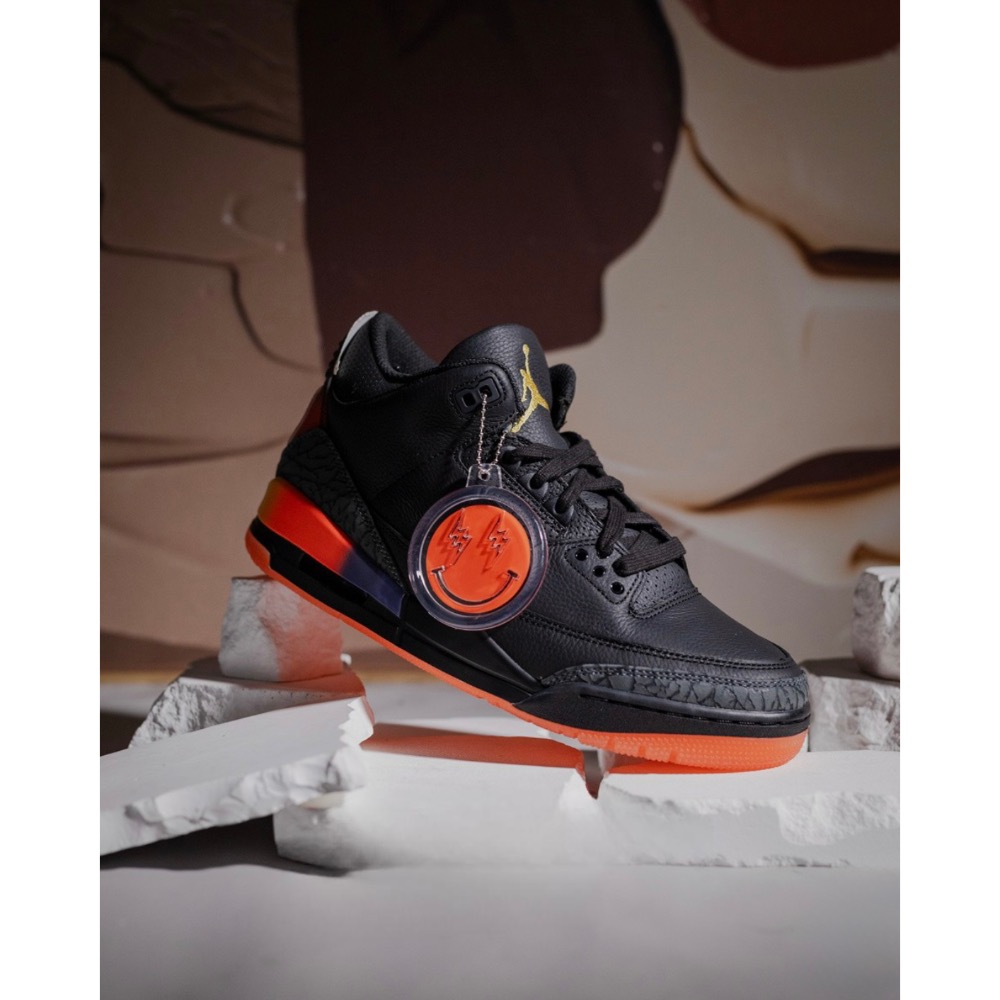 H12純原 J. Balvin x Air Jordan 3 Retro 黑灰紅 休閒籃球鞋男鞋 FZ8117-100-細節圖7
