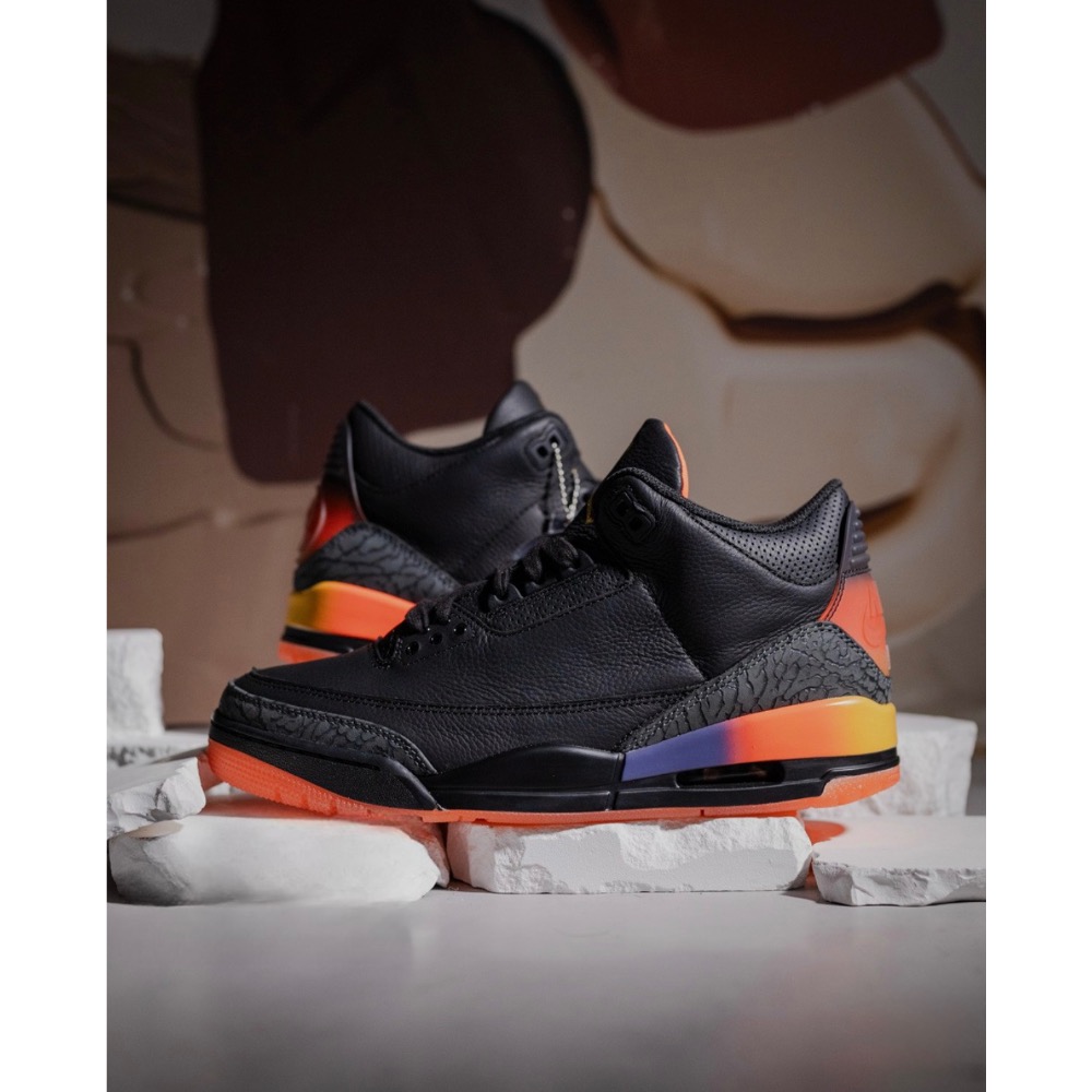 H12純原 J. Balvin x Air Jordan 3 Retro 黑灰紅 休閒籃球鞋男鞋 FZ8117-100-規格圖7