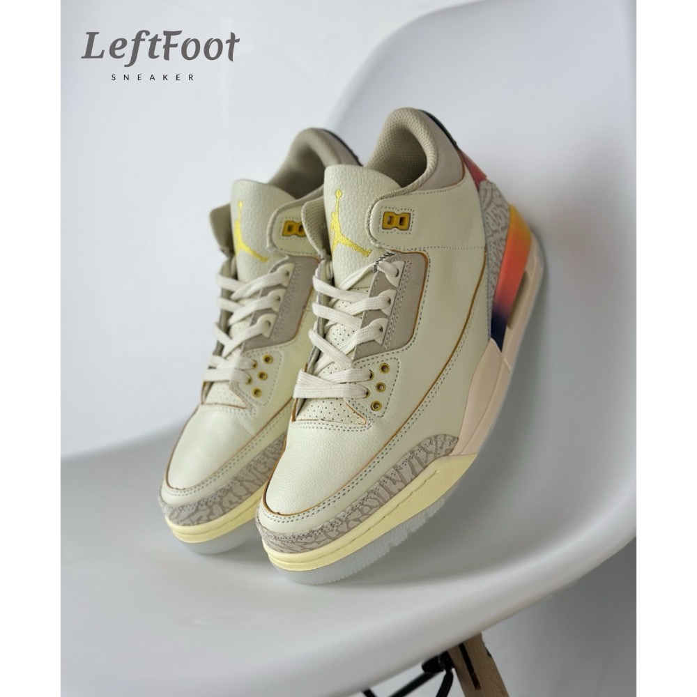 J Balvin x Air Jordan 3 联名款 白籃红 AJ3 休闲鞋 篮球鞋男鞋 FN0344-90-細節圖2