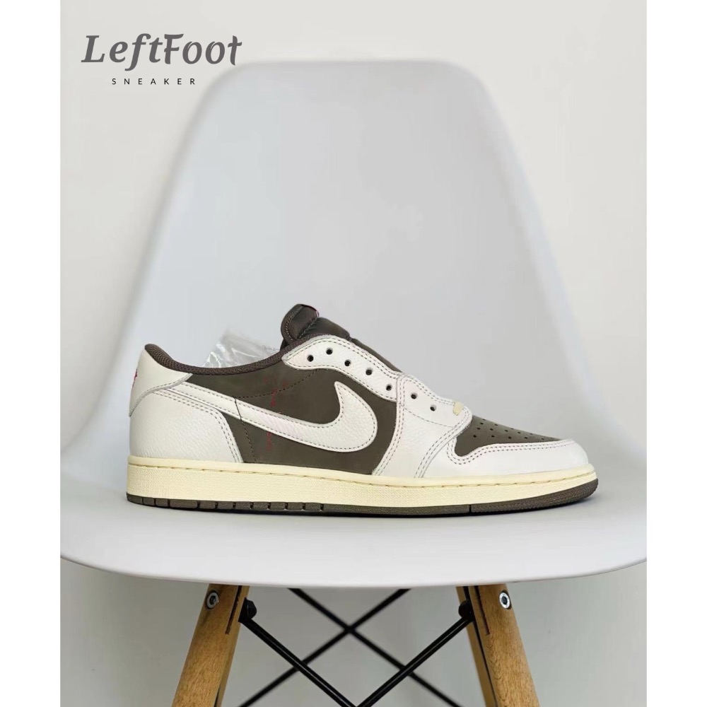 【顶级定制】Travis Scott x Jordan 1 Low Reverse Mocha AJ1 反轉摩卡 倒勾-細節圖3