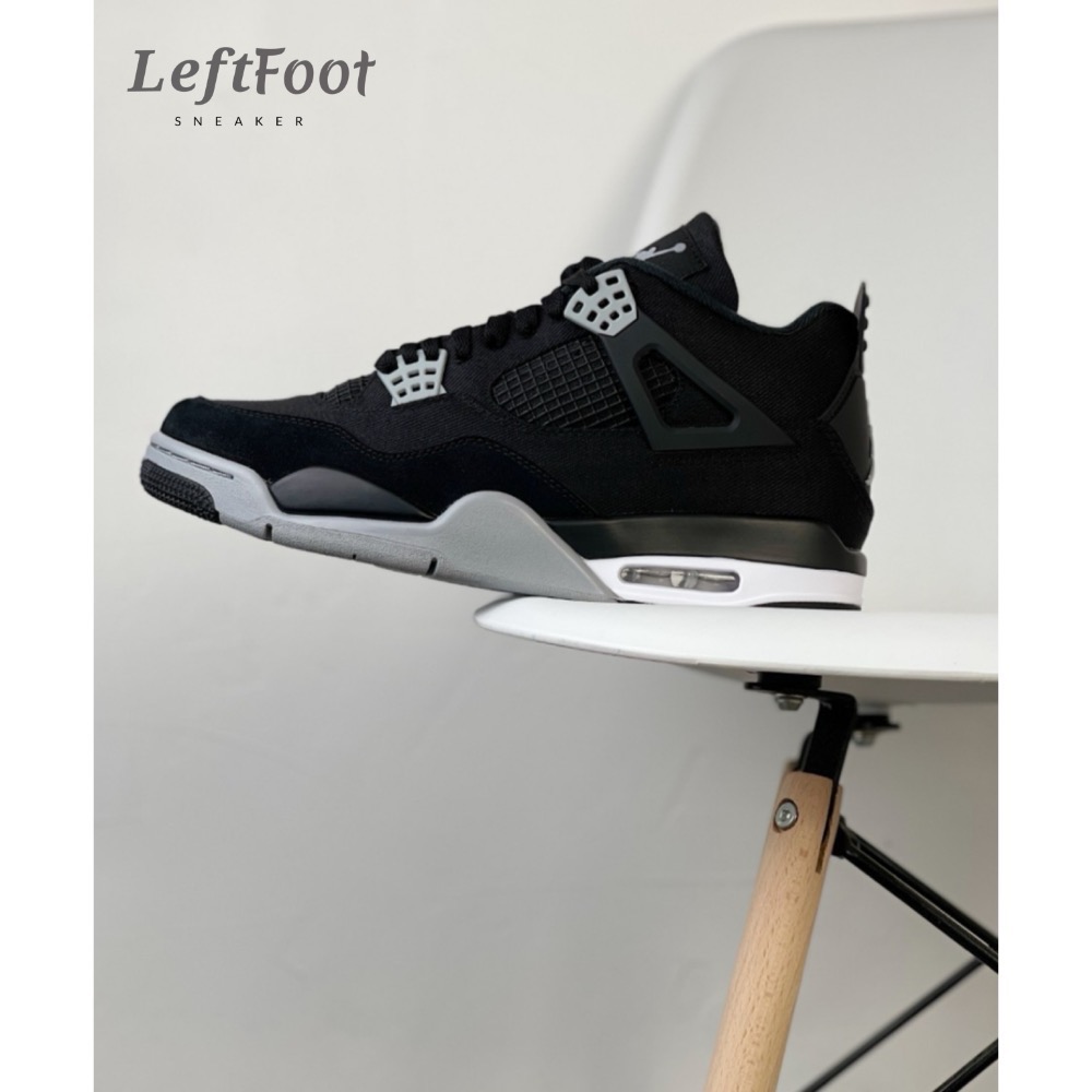 【顶级定制】Air Jordan 4 “Black Canvas” 暗黑 帆布 運動慢跑鞋 DH7138-006-細節圖2