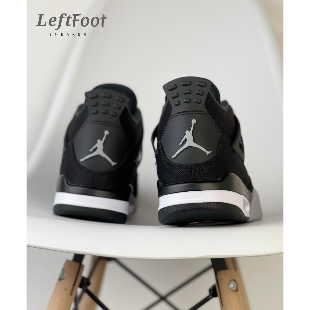 【顶级定制】Air Jordan 4 “Black Canvas” 暗黑 帆布 運動慢跑鞋 DH7138-006-細節圖3