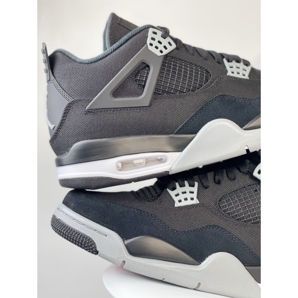 【顶级定制】Air Jordan 4 “Black Canvas” 暗黑 帆布 運動慢跑鞋 DH7138-006-細節圖7