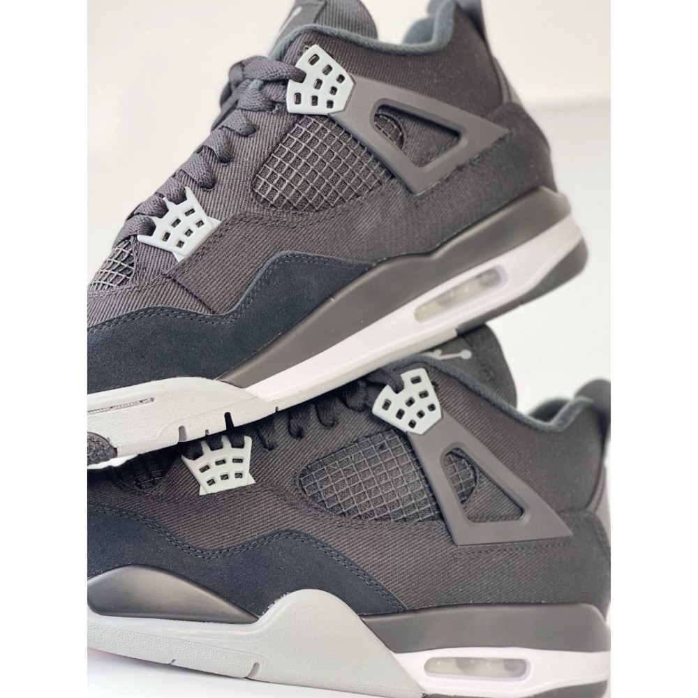 【顶级定制】Air Jordan 4 “Black Canvas” 暗黑 帆布 運動慢跑鞋 DH7138-006-細節圖8