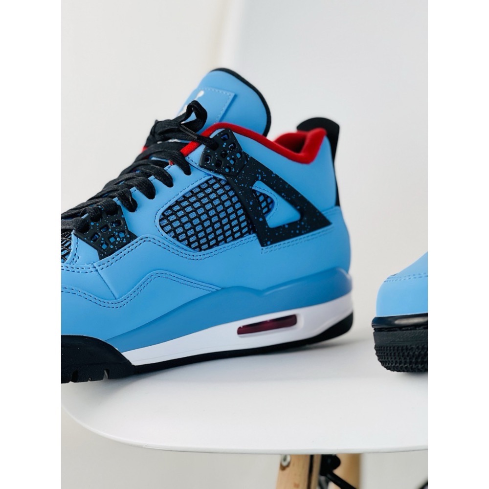 【顶级定制】Air Jordan 4 x Travis Scott Cactus 湖水藍 藍麂皮 籃球鞋-細節圖7