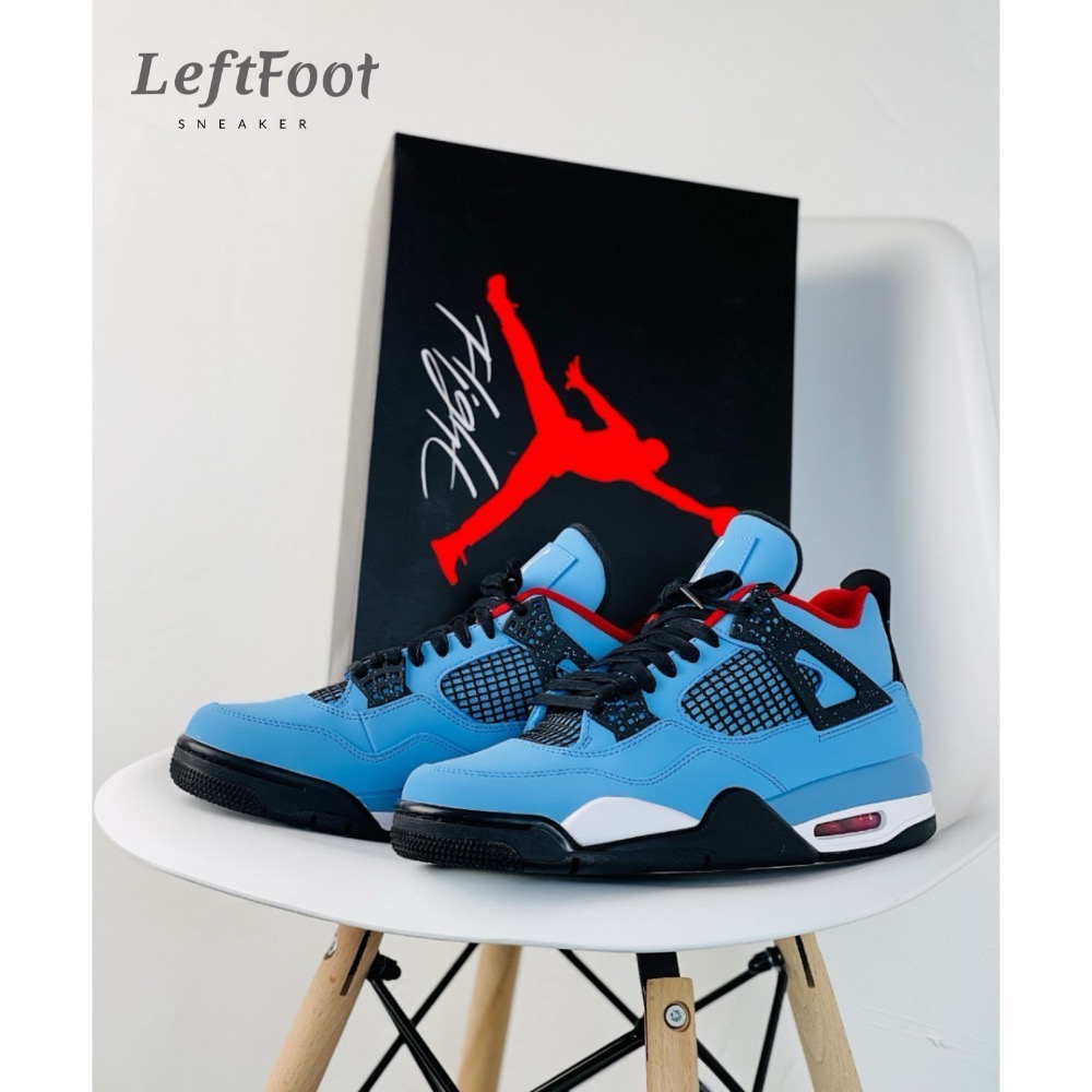 【顶级定制】Air Jordan 4 x Travis Scott Cactus 湖水藍 藍麂皮 籃球鞋-規格圖8