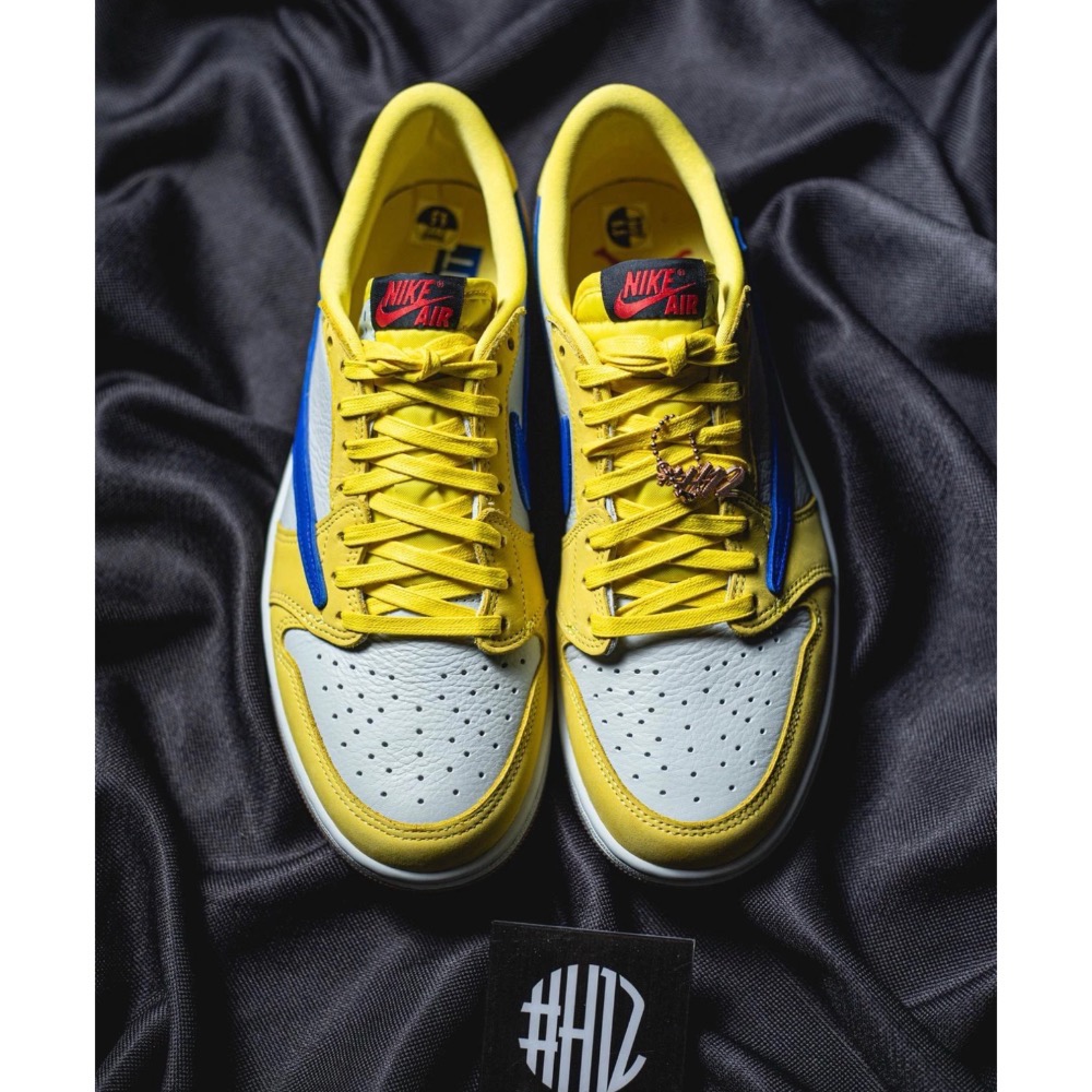 H12純原 Travis Scott x Air Jordan 1 Low “Canary” 黃蓝色 倒钩-細節圖4