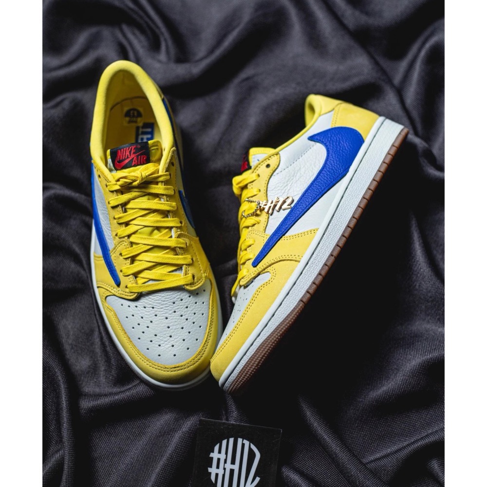 H12純原 Travis Scott x Air Jordan 1 Low “Canary” 黃蓝色 倒钩-細節圖6