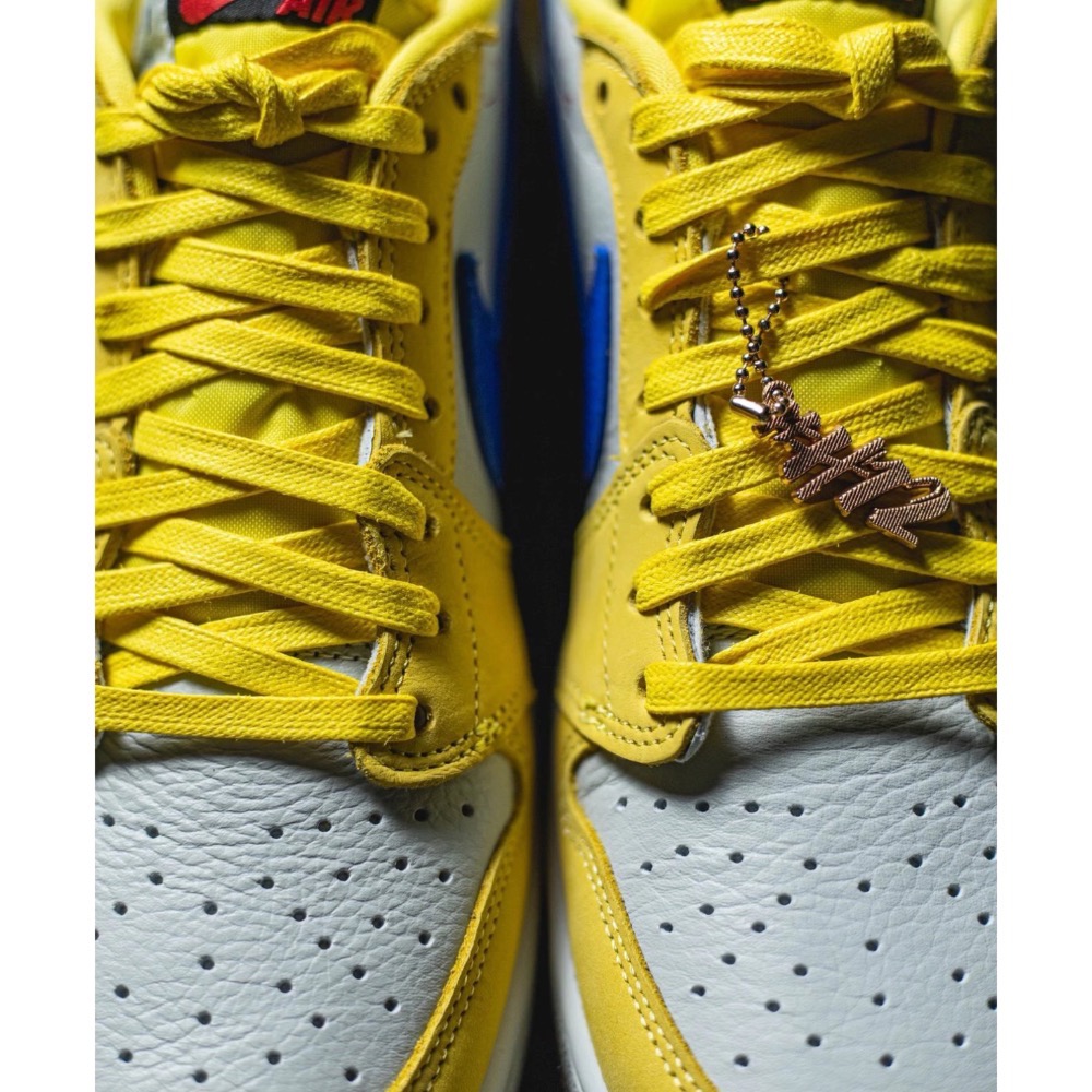 H12純原 Travis Scott x Air Jordan 1 Low “Canary” 黃蓝色 倒钩-細節圖7