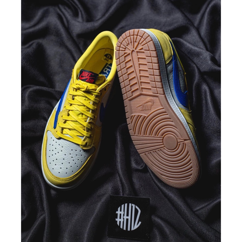 H12純原 Travis Scott x Air Jordan 1 Low “Canary” 黃蓝色 倒钩-細節圖9