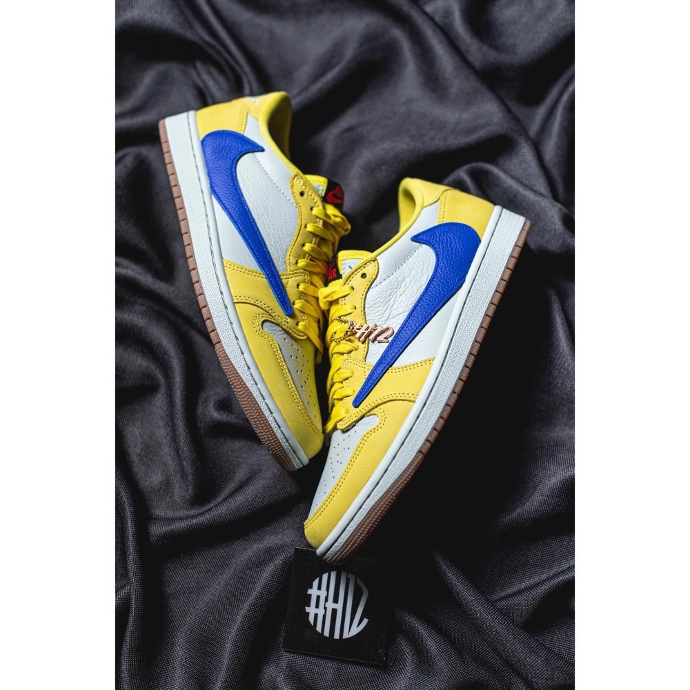 H12純原 Travis Scott x Air Jordan 1 Low “Canary” 黃蓝色 倒钩-規格圖9