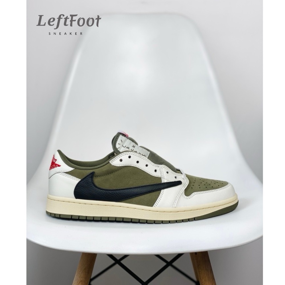 Travis Scott x Air Jordan 1 Low Medium Olive AJ1 米绿 倒鉤-細節圖2