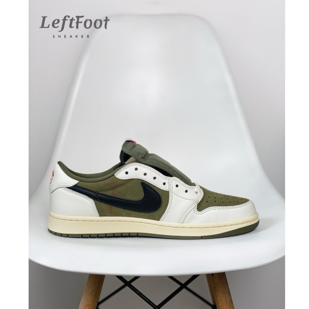 Travis Scott x Air Jordan 1 Low Medium Olive AJ1 米绿 倒鉤-細節圖3