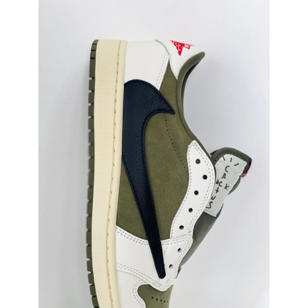 Travis Scott x Air Jordan 1 Low Medium Olive AJ1 米绿 倒鉤-細節圖7