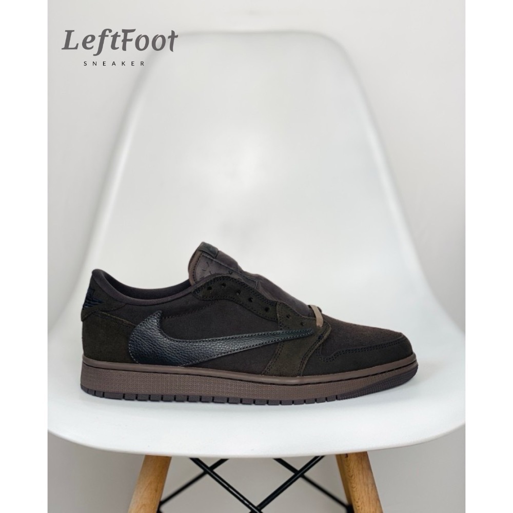 Travis Scott x Air Jordan 1 Low Velvet Brown 男女同款 黑棕-細節圖2