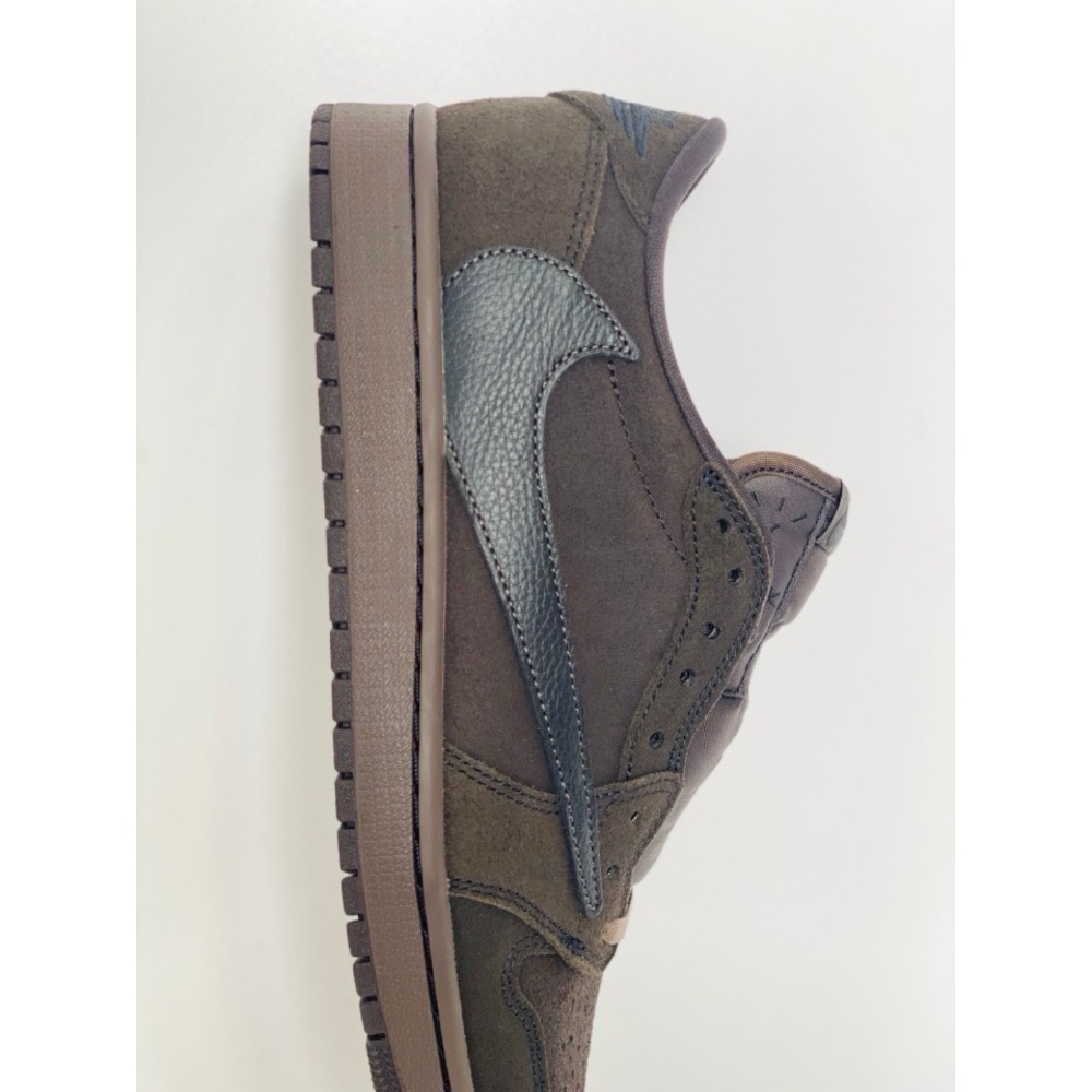 Travis Scott x Air Jordan 1 Low Velvet Brown 男女同款 黑棕-細節圖7