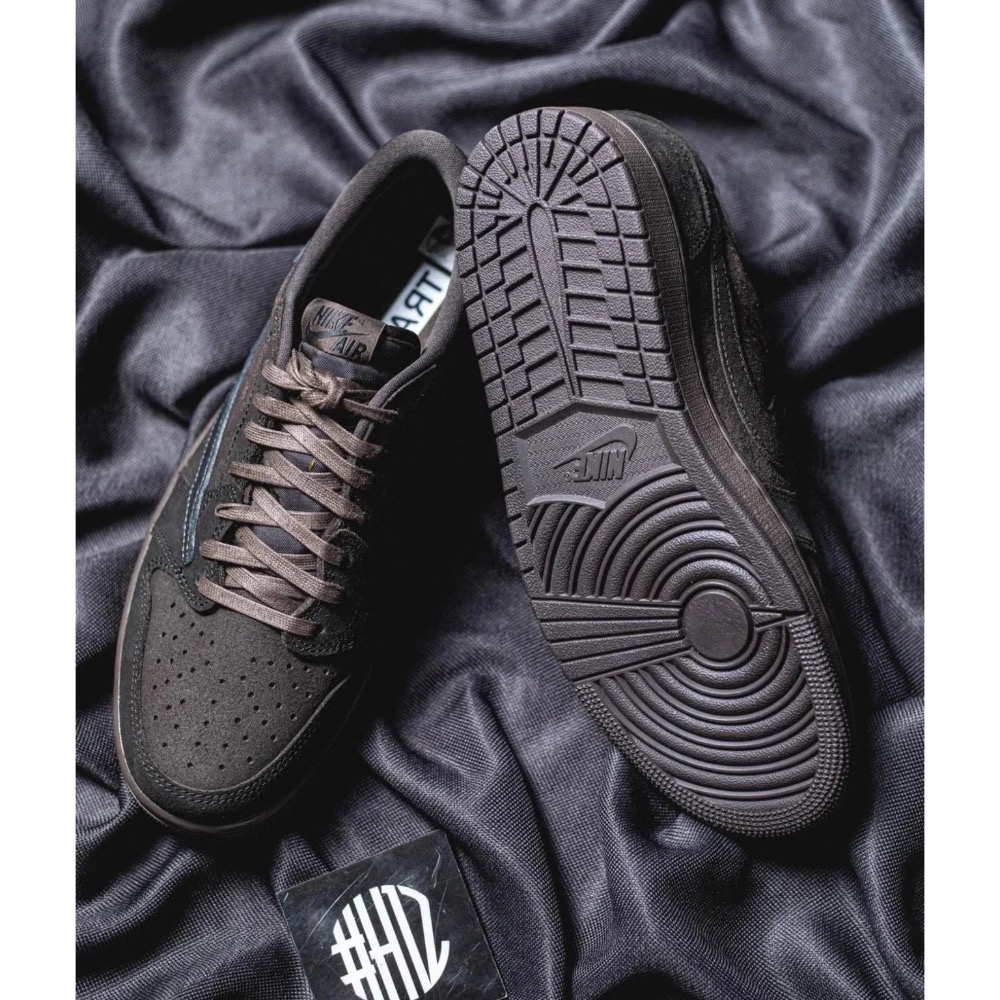 H12純原 Travis Scott x Air Jordan 1 Low Velvet Brown 丝绒摩卡 黑棕色-細節圖11