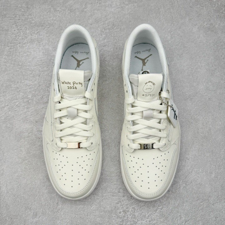 Travis Scott x Air Jordan 1 Low “White Party”AJ1倒钩 纯白 男女同款-細節圖2