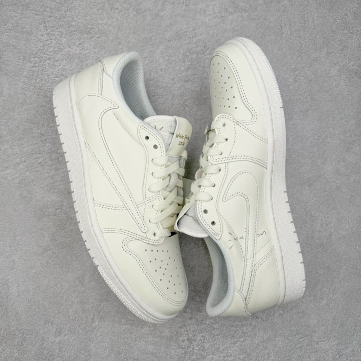 Travis Scott x Air Jordan 1 Low “White Party”AJ1倒钩 纯白 男女同款-細節圖4
