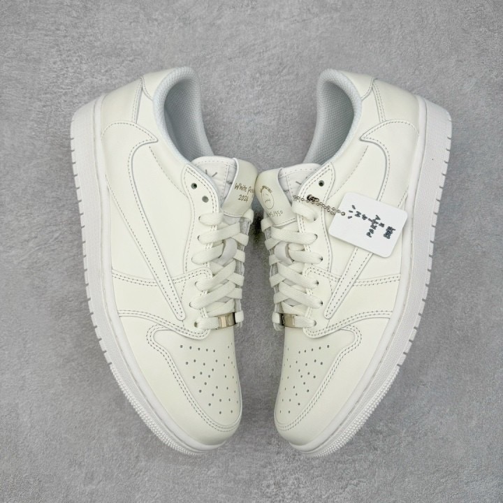 Travis Scott x Air Jordan 1 Low “White Party”AJ1倒钩 纯白 男女同款-細節圖5