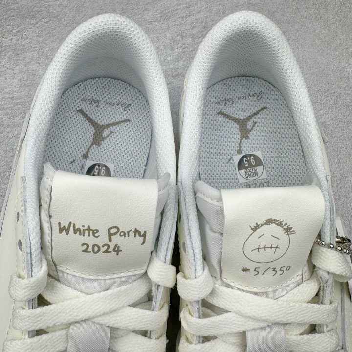 Travis Scott x Air Jordan 1 Low “White Party”AJ1倒钩 纯白 男女同款-細節圖10