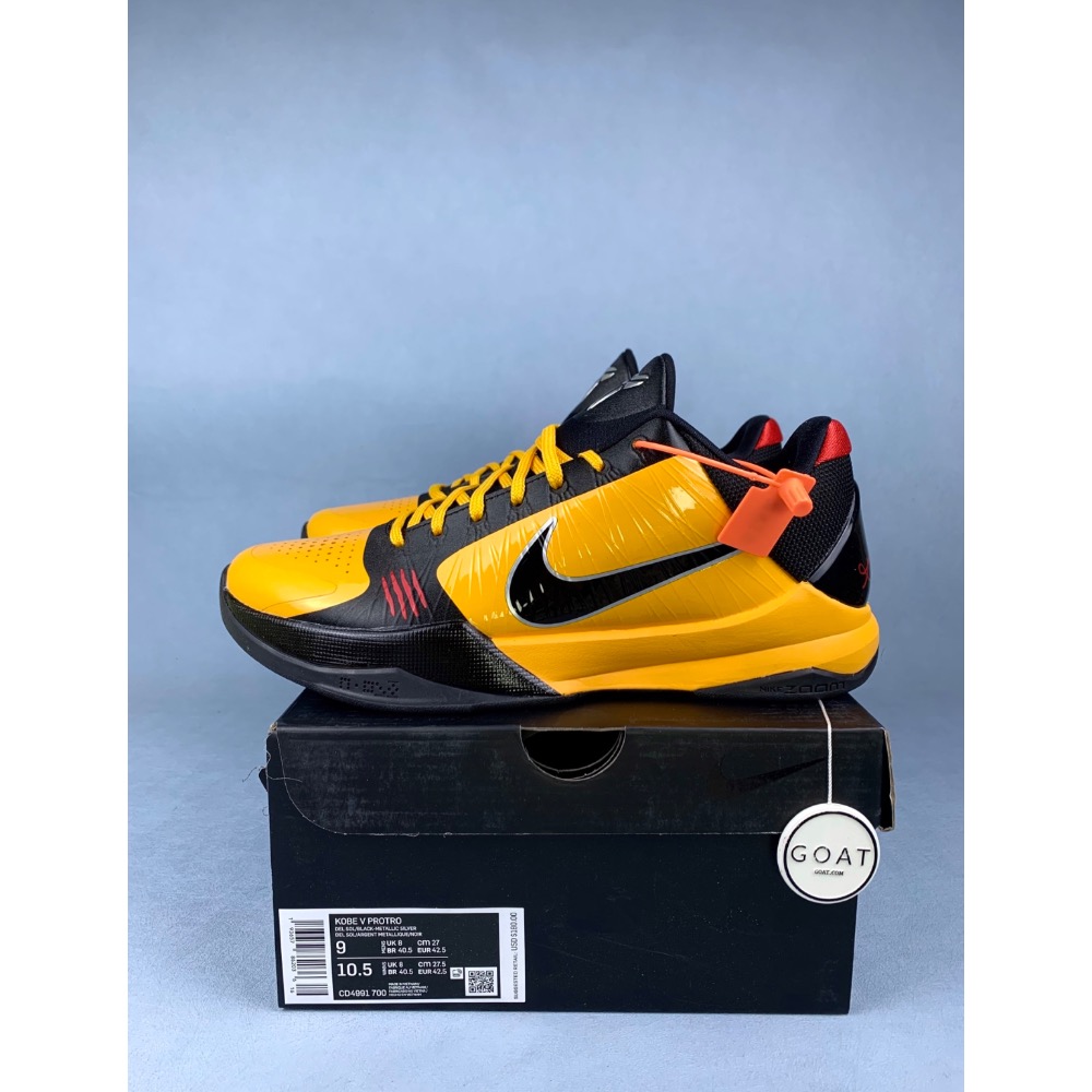 Star顶级 Nike Kobe 5 “Bruce Lee” 黑黄 李小龙 籃球鞋實戰鞋 前後氣墊真碳板男鞋-規格圖6