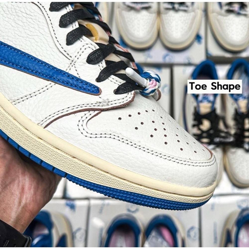 H12顶级 Travis Scott x Fragment x Air Jordan 1 Low 倒钩 低筒 倒钩 板鞋-細節圖2