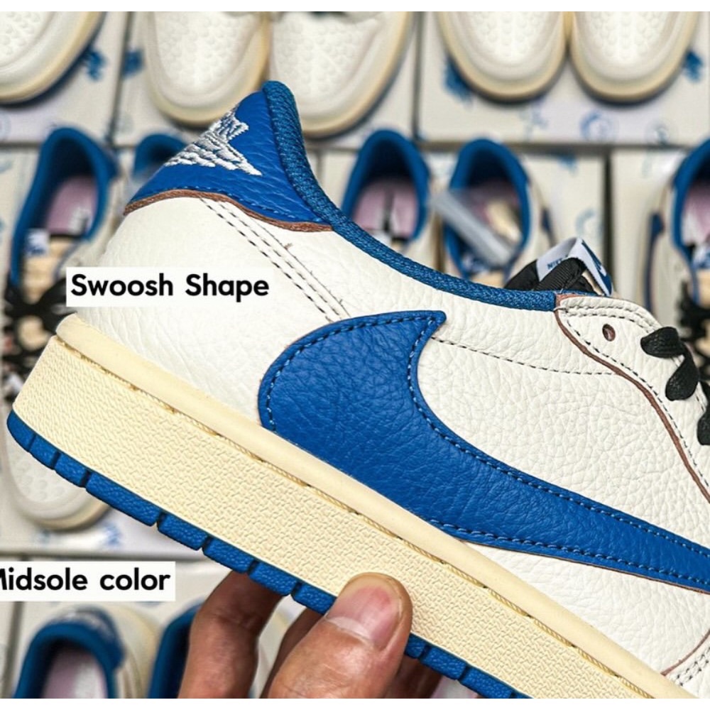 H12顶级 Travis Scott x Fragment x Air Jordan 1 Low 倒钩 低筒 倒钩 板鞋-細節圖3