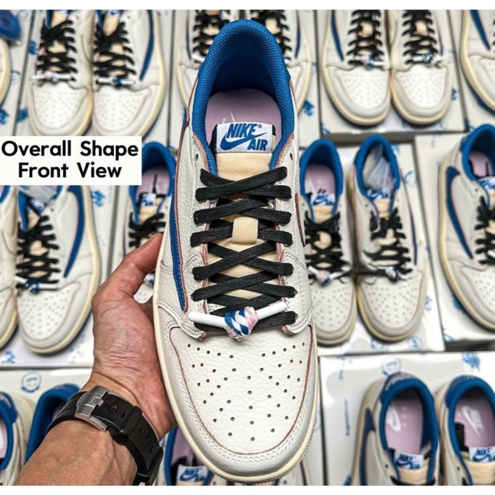 H12顶级 Travis Scott x Fragment x Air Jordan 1 Low 倒钩 低筒 倒钩 板鞋-細節圖4