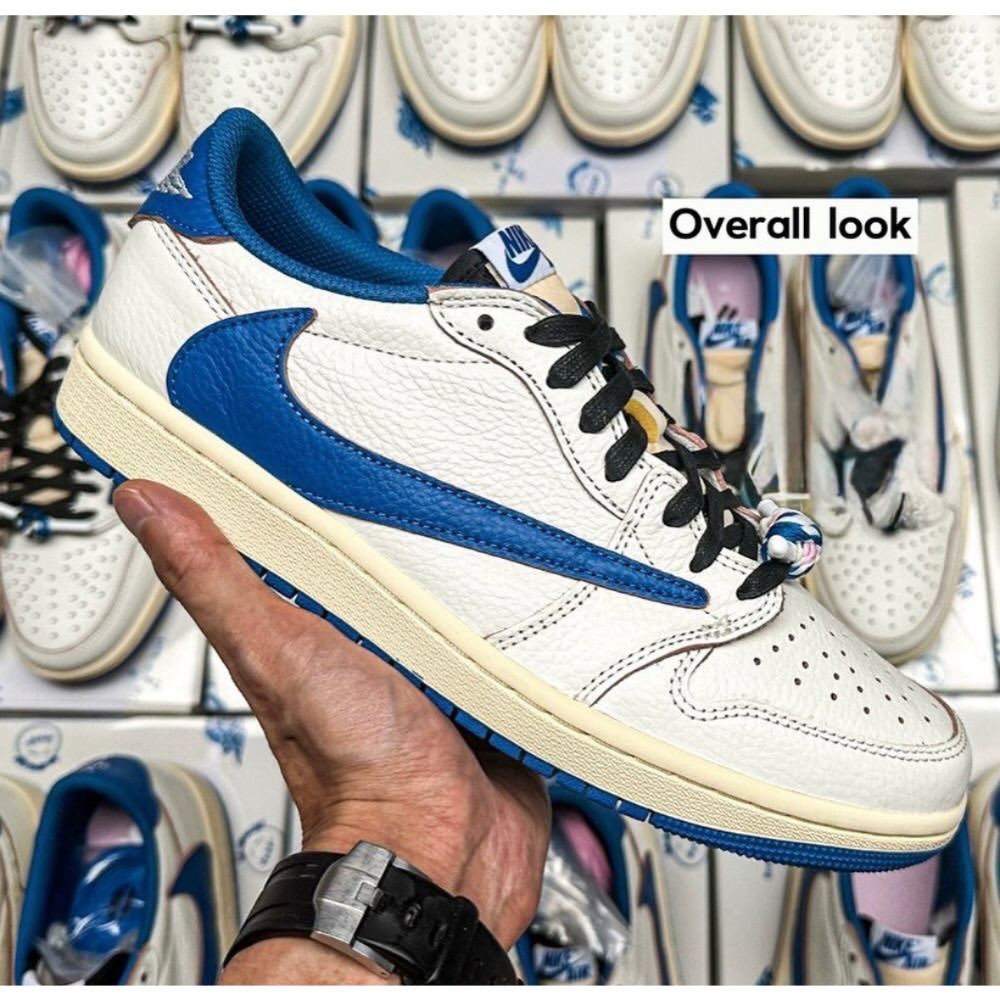 H12顶级 Travis Scott x Fragment x Air Jordan 1 Low 倒钩 低筒 倒钩 板鞋-規格圖8