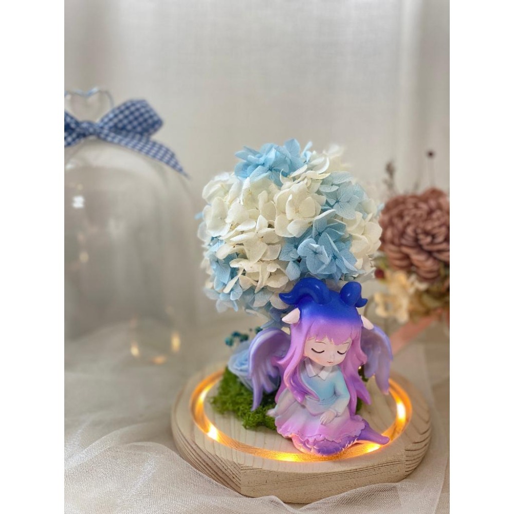 (台灣現貨 ) 大號 12星座 永生花  玩偶 乾燥花 夜燈 玻璃罩 真花 情人節 母親節 女友 生日 畢業 交換 禮物-細節圖3