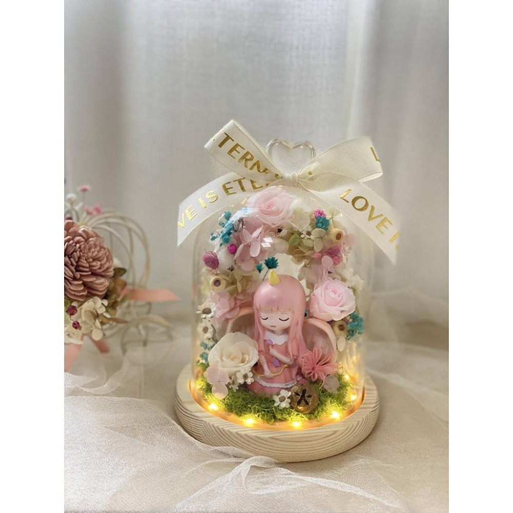 (台灣現貨 ) 大號 12星座 永生花  玩偶 乾燥花 夜燈 玻璃罩 真花 情人節 母親節 女友 生日 畢業 交換 禮物-細節圖4